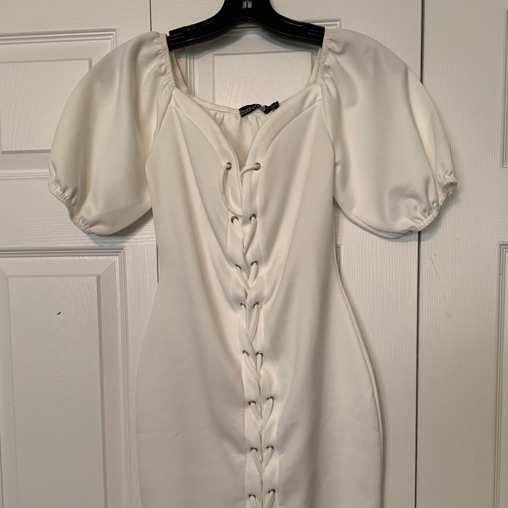 All white mini dress